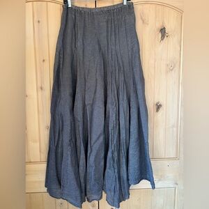 CP Shades Linen Lily Maxi Skirt In Metallic Gray Silver Lurex Linen